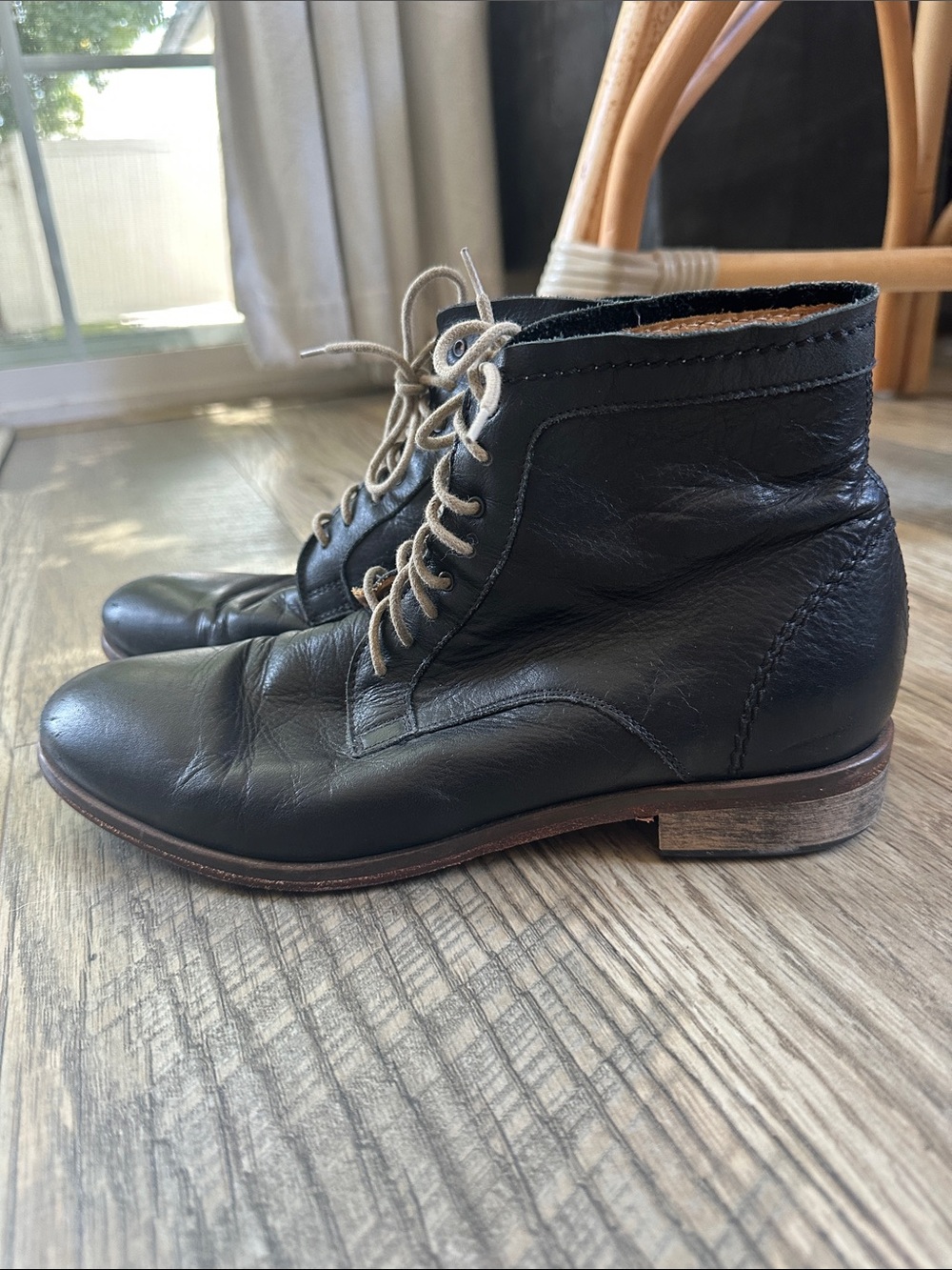 Vintage Leather Black Lace Up boots